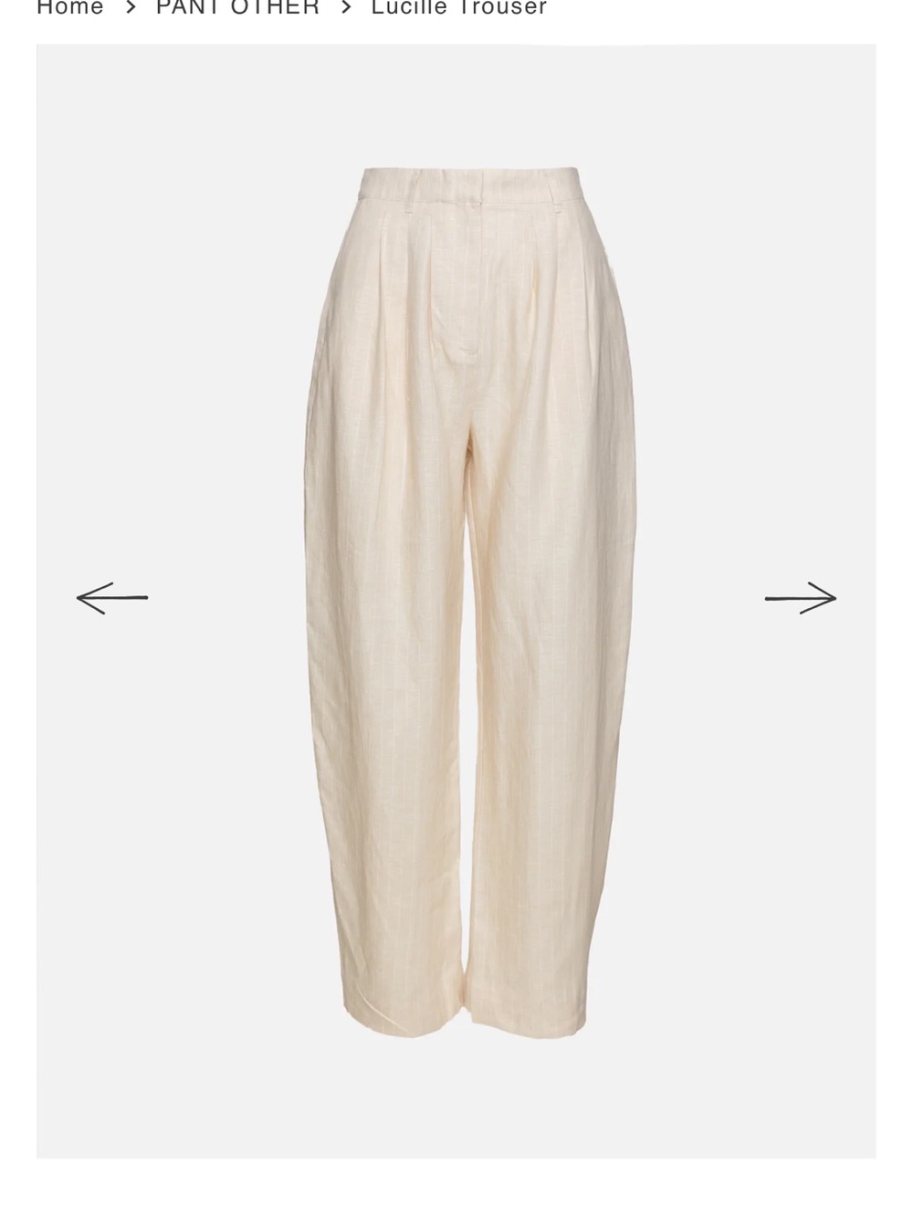 Posse Lucille pinstripe linenTrousers in Cream/ beige